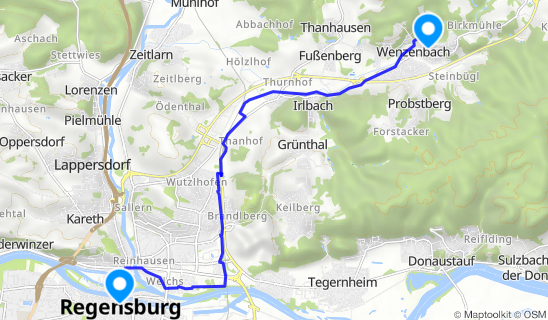 Kartenausschnitt Steinerne Brücke Regensburg
